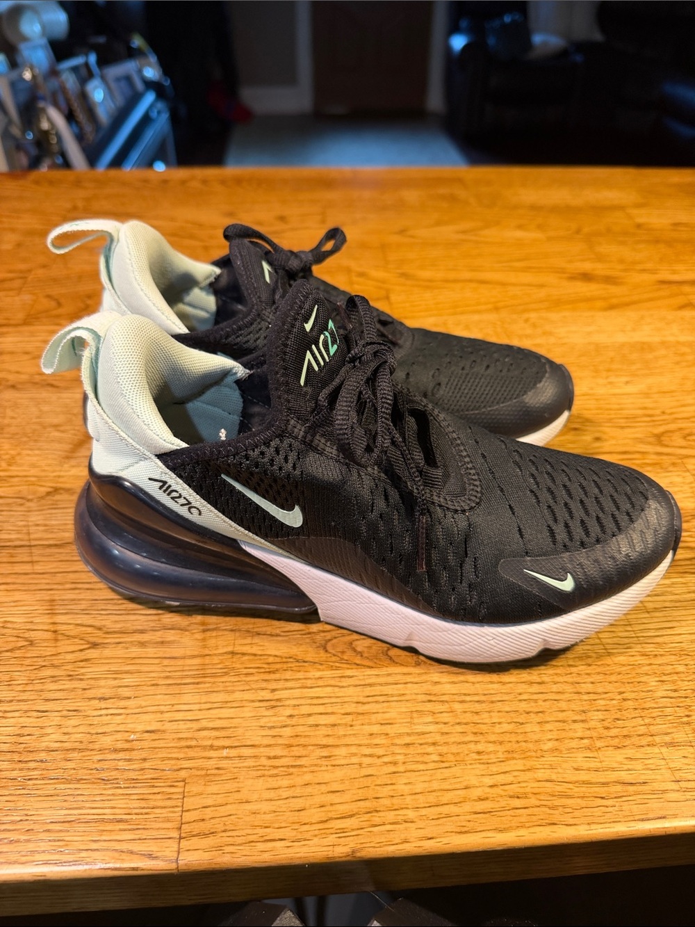 Nike Kids Air Max 270 Black with Mint Accent Sneakers